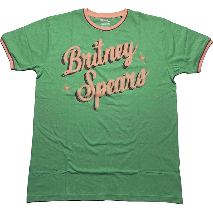 Britney Spears 'Retro Text' (Green) Ringer T-Shirt