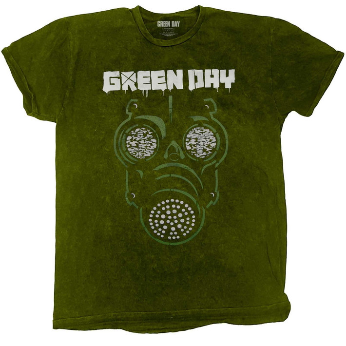 Green Day 'Gas Mask' (Dye Wash) T-Shirt