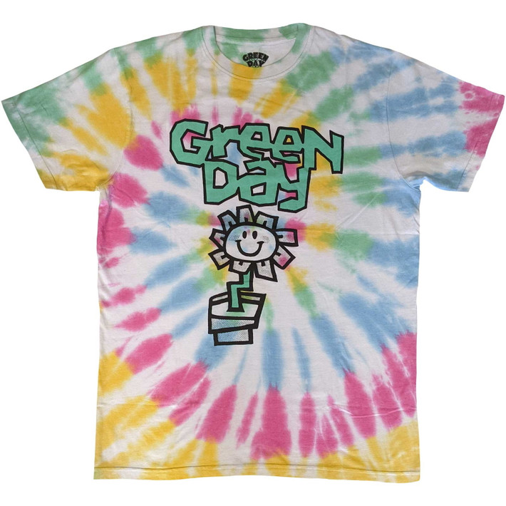 Green Day 'Flower Pot' (Dye Wash) T-Shirt
