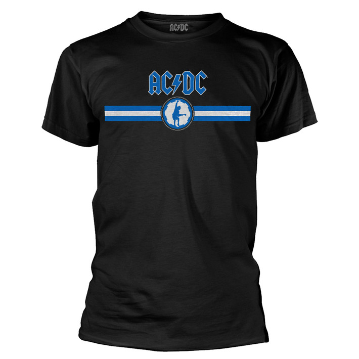 AC/DC 'Blue Logo & Stripe' (Black) T-Shirt