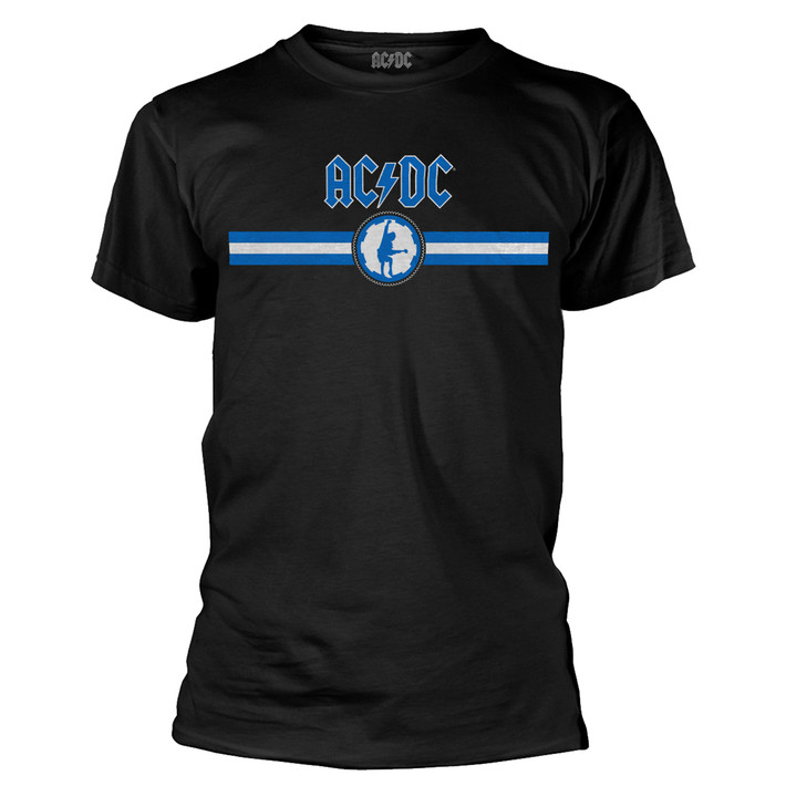 AC/DC 'Blue Logo & Stripe' (Black) T-Shirt ¦ Eyesore Merch