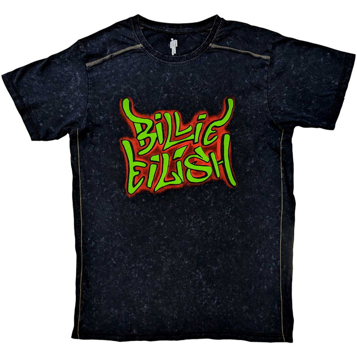 Billie Eilish 'Graffiti' (Black) Snow Wash T-Shirt