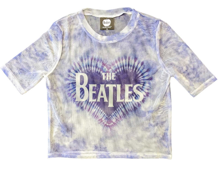The Beatles 'Heart & Drop T Logo' (Multicoloured) Womens Mesh Crop Top