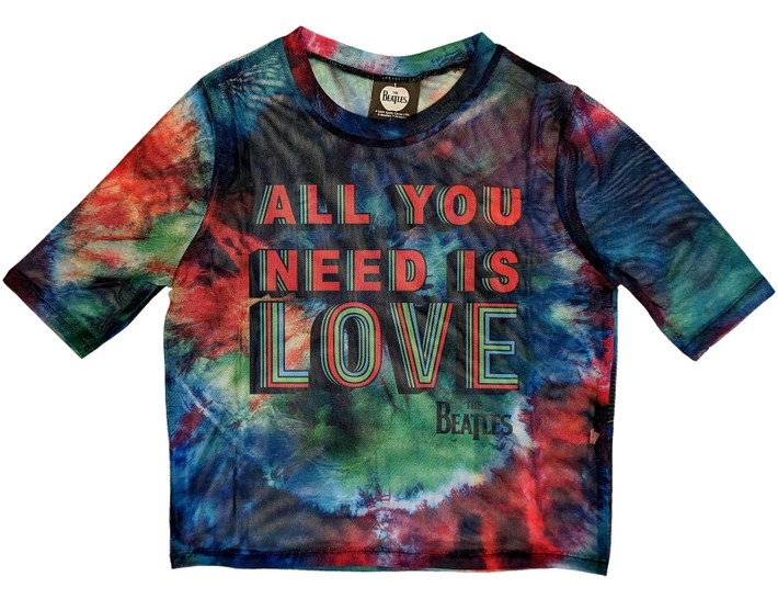 The Beatles 'All You Need Is Love' (Multicoloured) Womens Mesh Crop Top