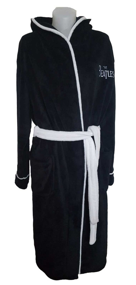 The Beatles 'Drop T Logo' (Black) Bathrobe