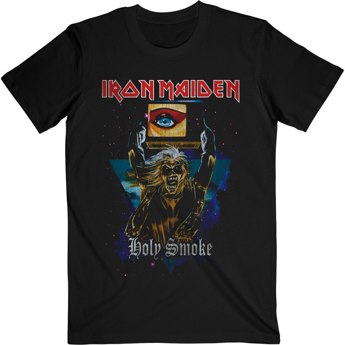 Iron Maiden 'Holy Smoke Space Triangle' (Black) T-Shirt