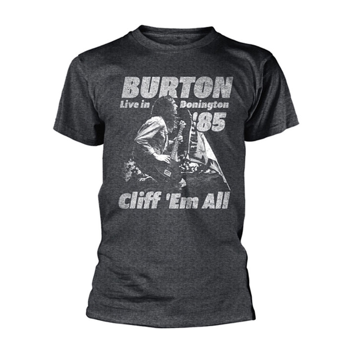 Metallica 'Cliff Burton Flag Retro' (Grey) T-Shirt