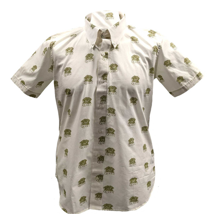 Queen 'Crest Pattern' (White) Casual Shirt