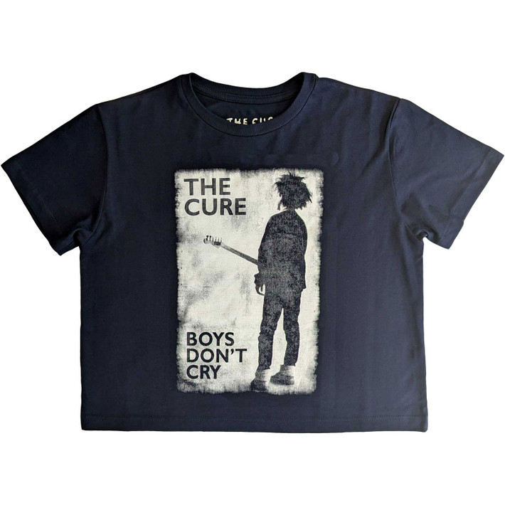 The Cure 'Boys Don't Cry B&W' (Navy) Womens Crop Top