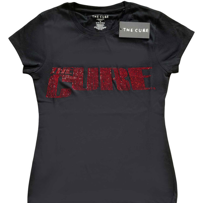 The Cure 'Logo Diamante' (Black) Womens Fitted T-Shirt