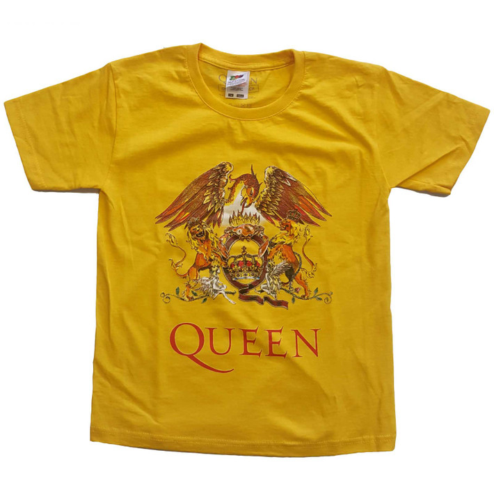 Queen 'Classic Crest' (Yellow) Kids T-Shirt