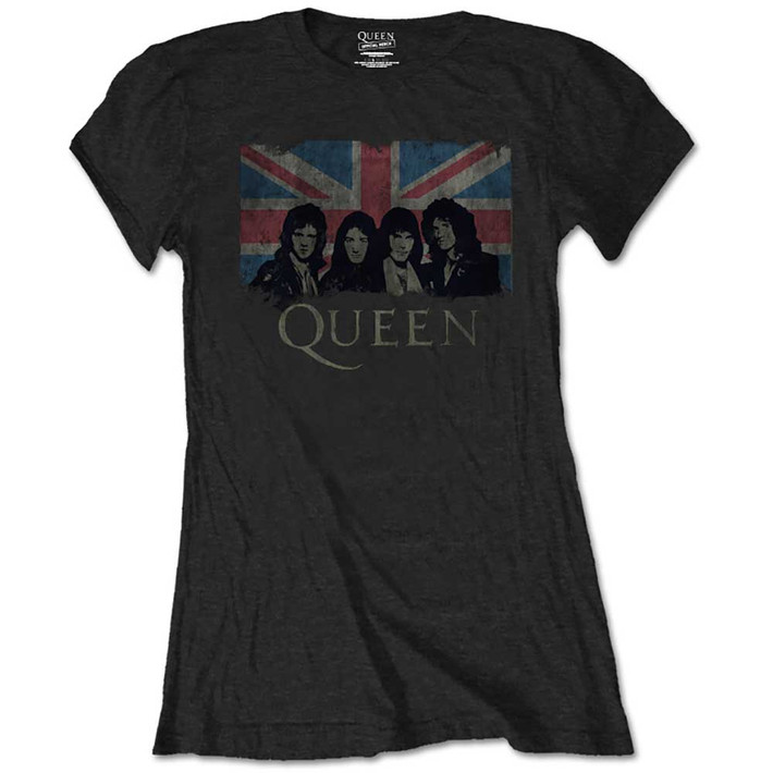 Queen 'Union Jack' (Black) Womens Fitted T-Shirt