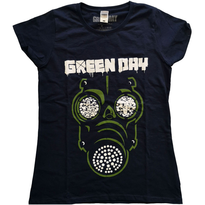 Green Day 'Green Mask' (Navy) Womens Fitted T-Shirt