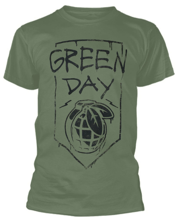 Green Day 'Organic Grenade' (Green) T-Shirt