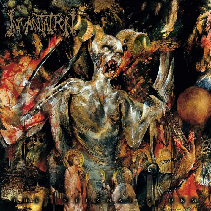 Incantation 'The Infernal Storm' LP Translucent Gold Swamp Green Red White Vinyl