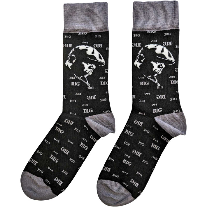 Notorious B.I.G 'Side Portrait' (Black & Grey) Socks (One Size = UK 7-11) SIDE1