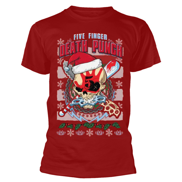 Five Finger Death Punch 'Zombie Kill Xmas' (Red) T-Shirt