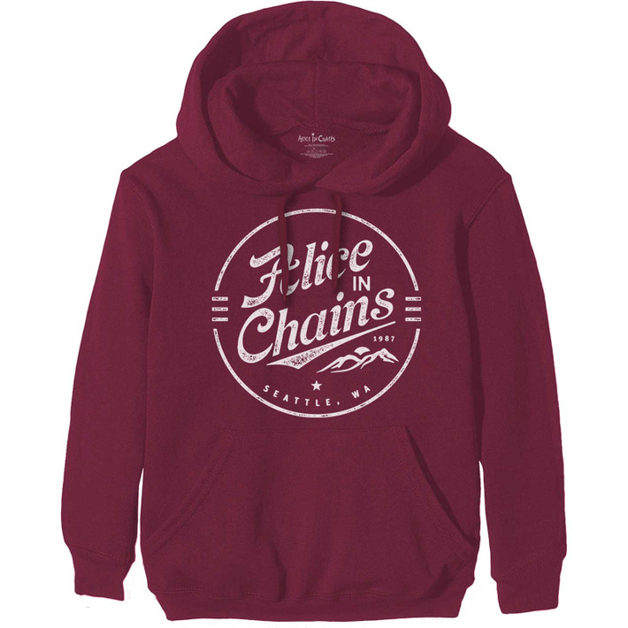 Alice In Chains 'Circle Emblem' (Maroon) Pull Over Hoodie