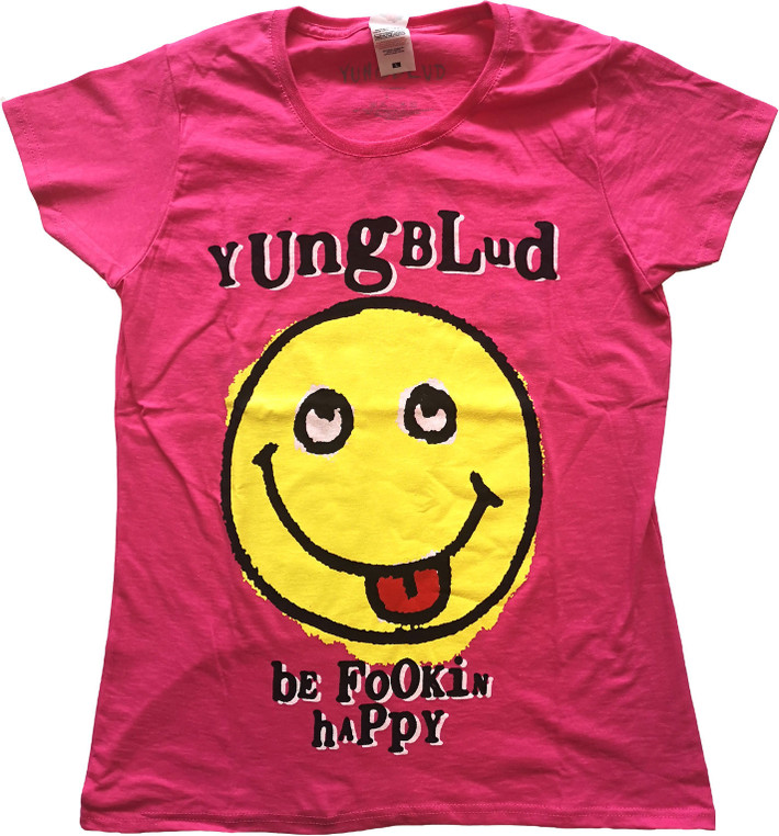 Yungblud 'Raver Smile' (Pink) Womens Fitted T-Shirt Front