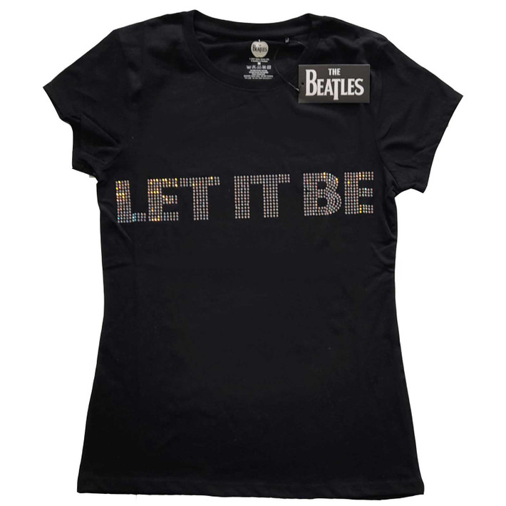 The Beatles 'Let It Be Diamante' (Black) Womens Fitted T-Shirt
