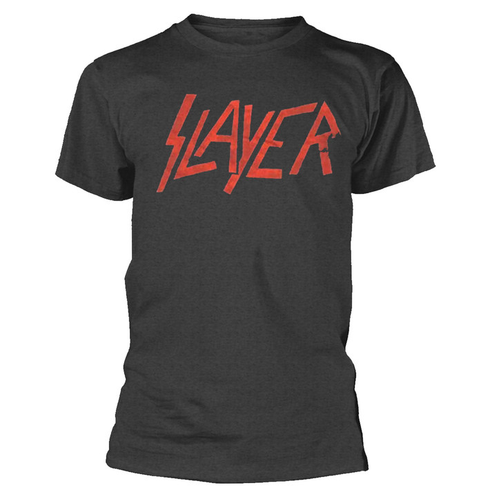 Slayer 'Distressed Logo' (Grey) T-Shirt