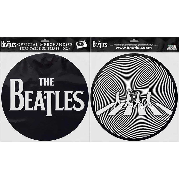The Beatles 'Drop T Logo & Crossing Silhouette' Turntable Slipmat Set