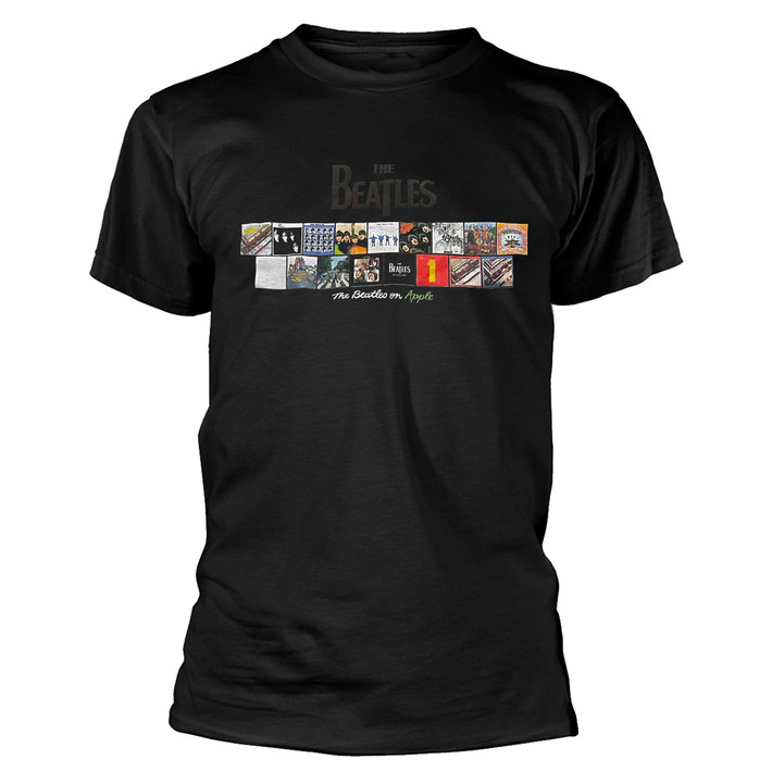 The Beatles 'Albums on Apple' (Black) Hi-Build T-Shirt