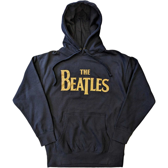 The Beatles 'Gold Drop T Logo' (Navy) Pull Over Hoodie