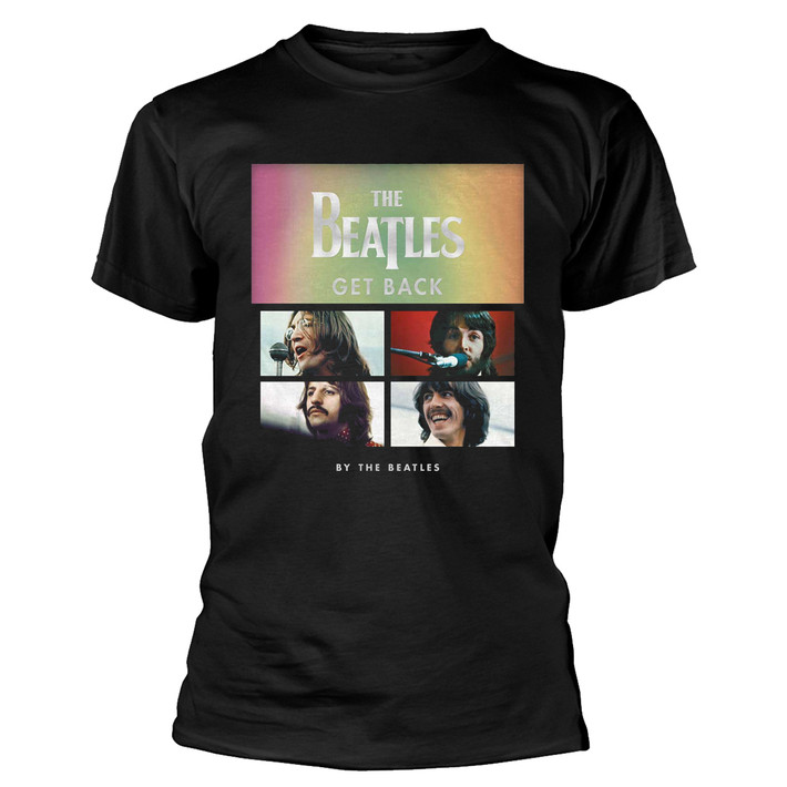 The Beatles 'Album Faces Gradient Silver Style' (Black) T-Shirt