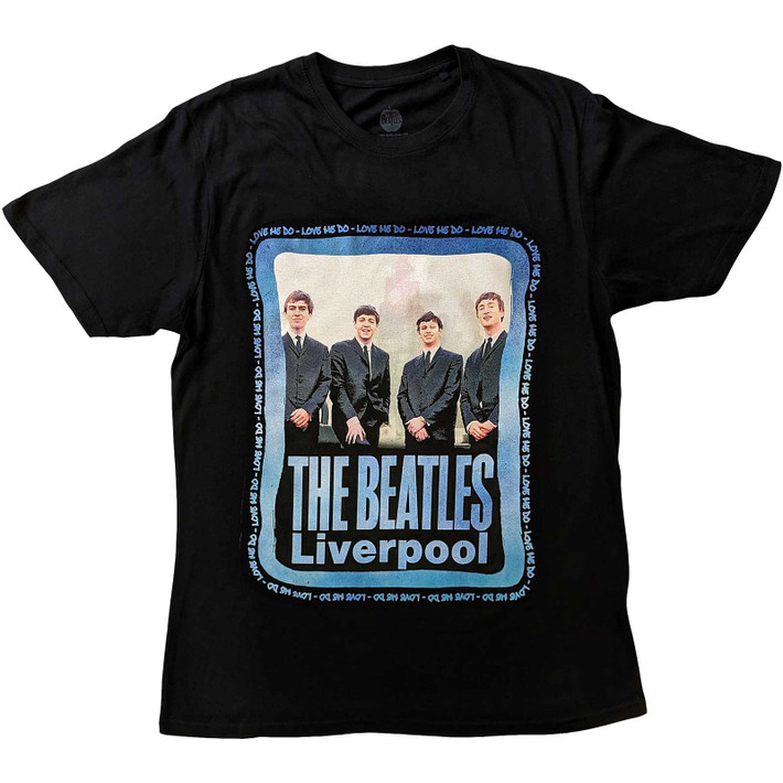 The Beatles 'Pier Head Frame' (Black) T-Shirt