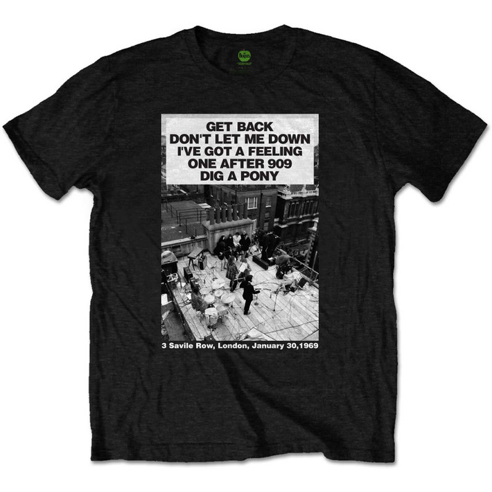 The Beatles 'Rooftop Songs' (Black) T-Shirt