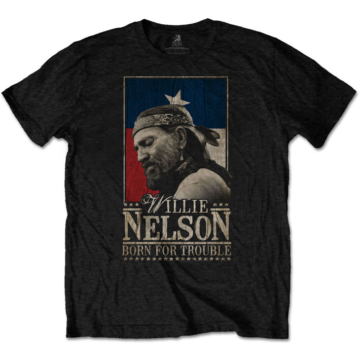 Willie Nelson 'Born For Trouble' (Black) T-Shirt
