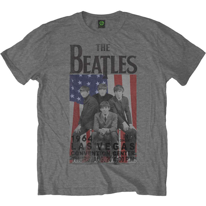 The Beatles 'Flag/Vegas' (Grey) T-Shirt