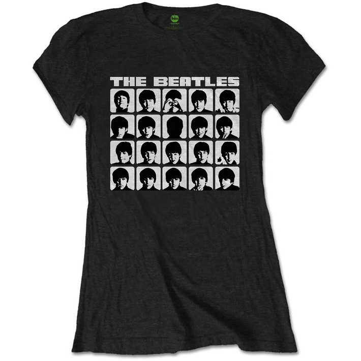 The Beatles 'Hard Days Night Faces Mono' (Black) Womens Fitted T-Shirt