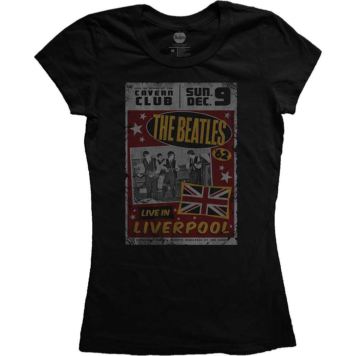 The Beatles 'Live in Liverpool' (Black) Womens Fitted T-Shirt