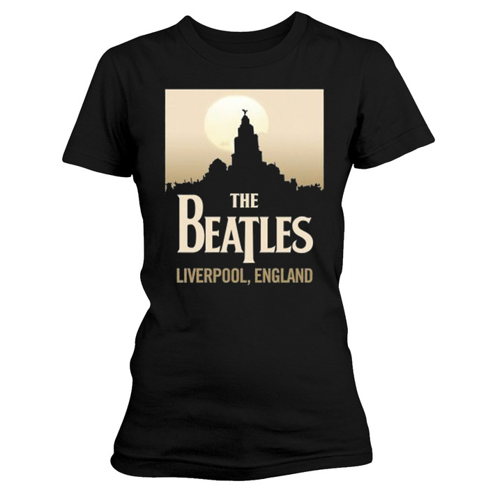 The Beatles 'Liverpool, England' (Black) Womens Fitted T-Shirt