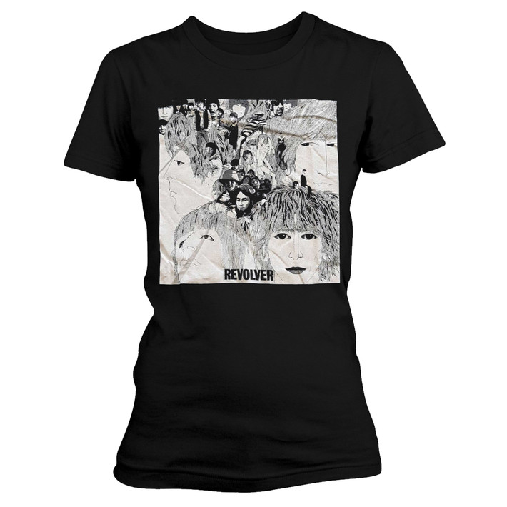 The Beatles 'Revolver Album Cover' (Black) Womens Fitted T-Shirt