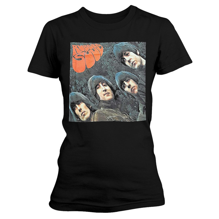 The Beatles 'Rubber Soul Album Cover' (Black) Womens Fitted T-Shirt