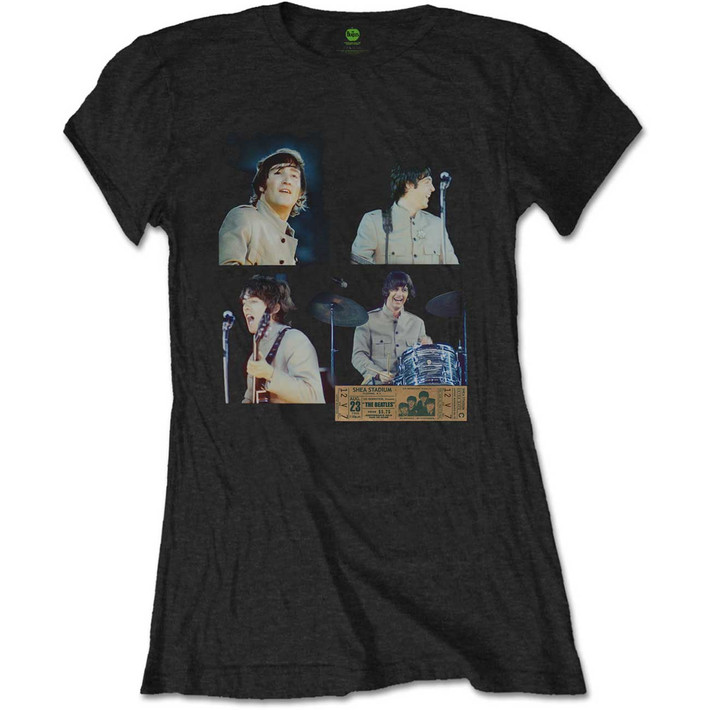 The Beatles 'Shea Stadium Shots' (Black) Womens Fitted T-Shirt