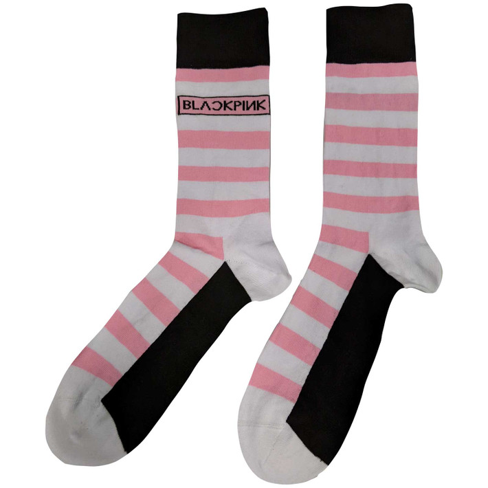 BlackPink 'Stripes & Logo' (White Multicoloured) Socks (One Size = UK 7-11)