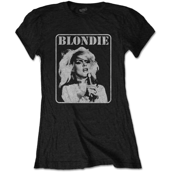 Blondie 'Presente Poster' (Black) Womens Fitted T-Shirt