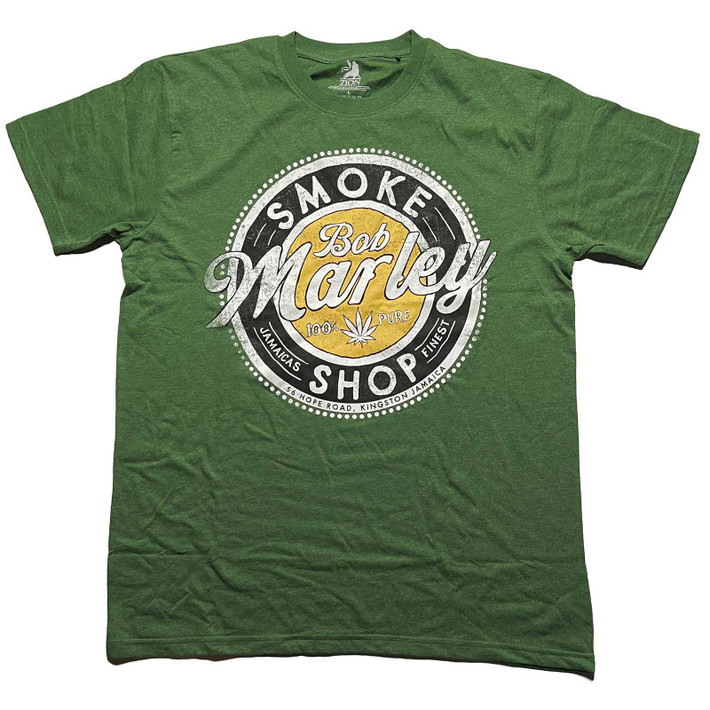 Bob Marley 'Smoke Shop Eco' (Green) T-Shirt