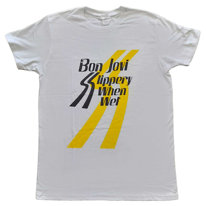 Bon Jovi 'Slippery When Wet' (White) T-Shirt