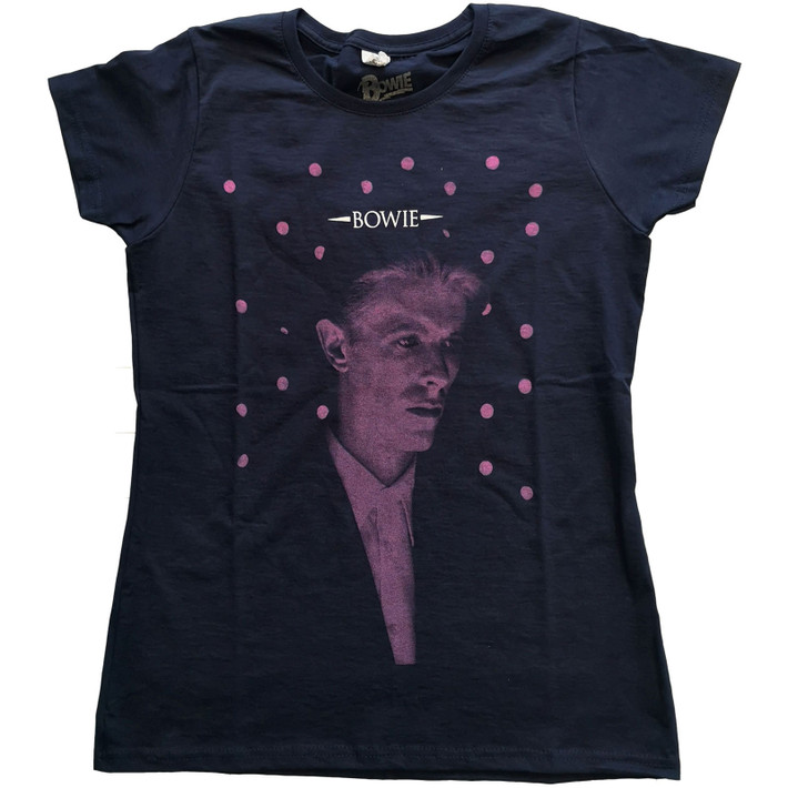 David Bowie 'Dots' (Navy) Womens Fitted T-Shirt