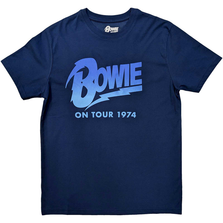 David Bowie 'On Tour 1974' (Blue) T-Shirt
