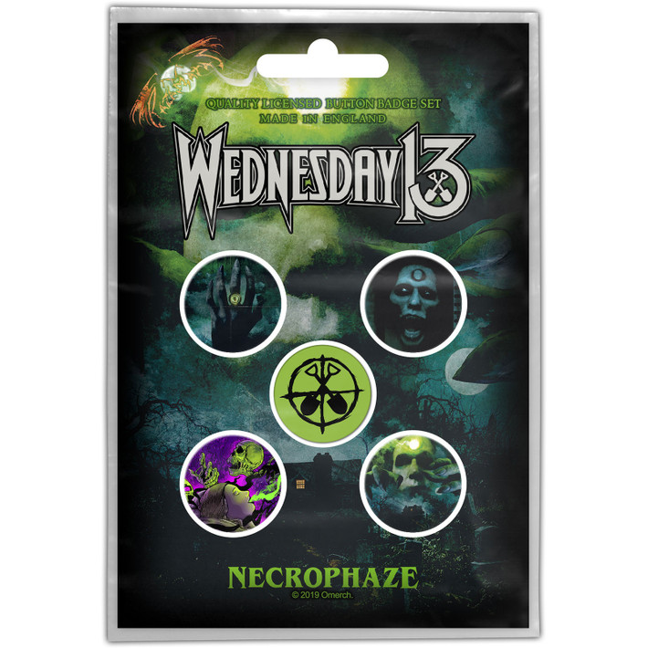 Wednesday 13 'Necrophaze' Button Badge Pack