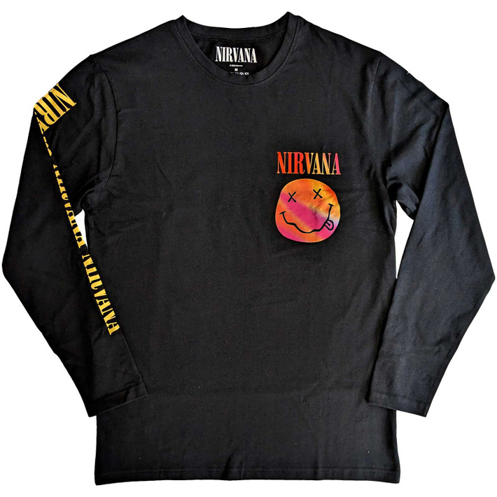 Nirvana 'Gradient Happy Face' (Black) Long Sleeve Shirt