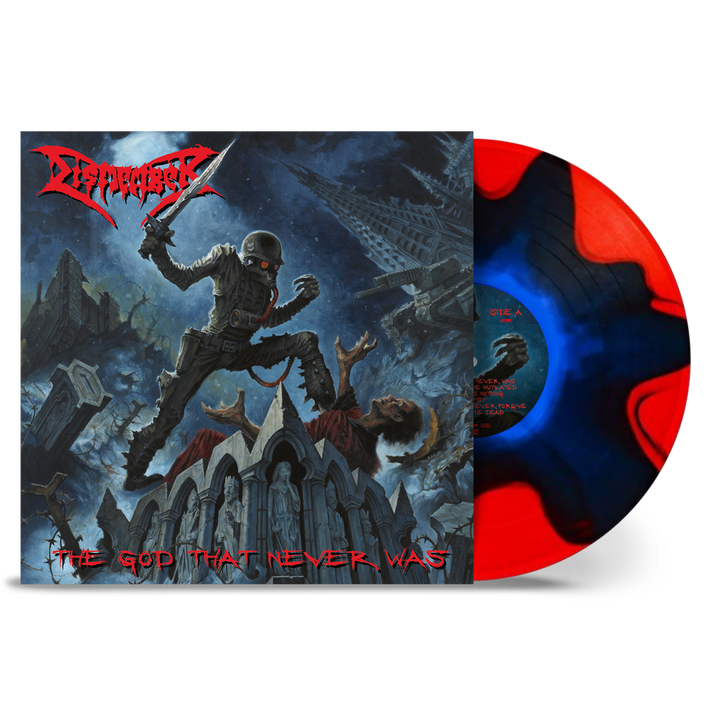 Dismember 'The God That Never Was' LP Blue In Red Split Vinyl