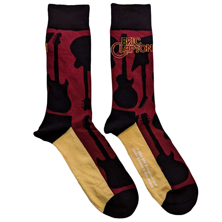 Eric Clapton 'Guitars' (Red) Socks (One Size = UK 7-11)