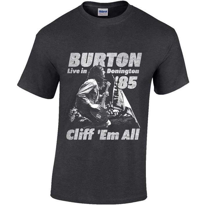 Cliff Burton 'Flag Retro' (Grey) T-Shirt